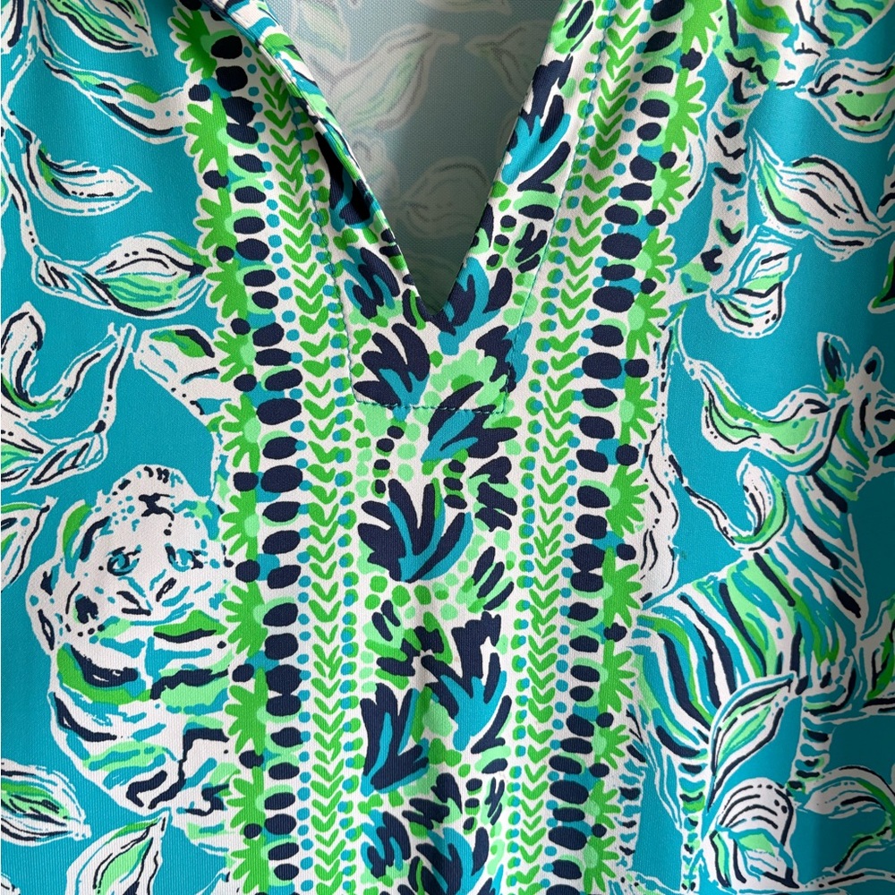 Lilly Pulitzer Blue and Green Floral Dress. 50+SPF Small - Picture 5 of 6